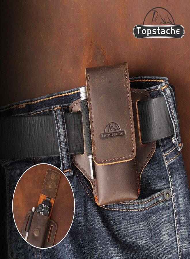 Topstache Leather Multitool Sheath for Belt - Multitool Holder - EDC Belt Organizer - Two Magnetic Closure - Darkbrown - Image 2