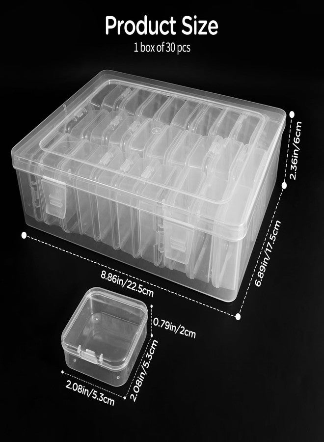 Quadafy 30Pack Bead Organizer Box with Hinged Lid - Clear Bead Storage Containers for Organizing DIY Jewelry Craft and Bracelet Making - Mini Plastic Bead Box (30Pack 2.15 X 2.15 X 0.8inch) - Image 2