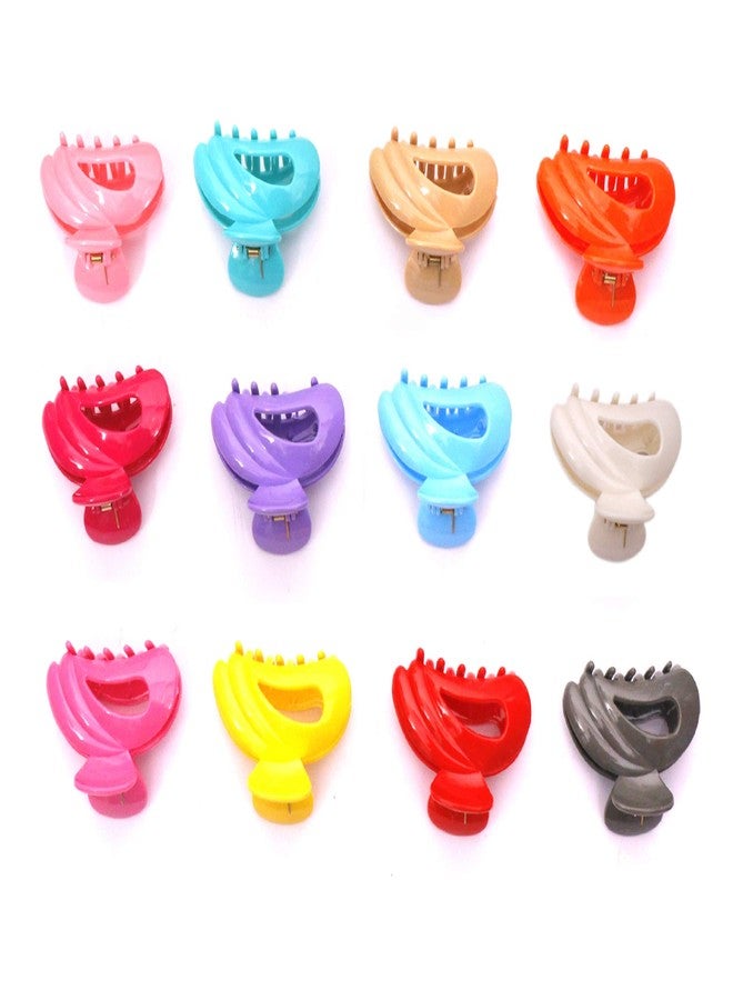 Honbon Plastic Multi Color Fancy Hair Clutcher For Women/Girls pack of 12 piece - Image 1