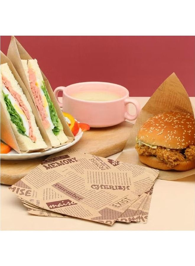 HS Kraft Paper Packing Bags, 100PCS Letters Printed Pastry Donut Bread Bags, Wedding Decoration Food Greaseproof Paper Bags, Sandwich Packing Bags  - Image 5