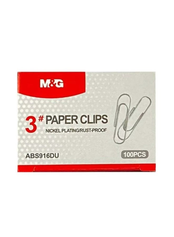 M&G nickel plated Paper clips #3 Rust-proof 100pcs/paper box , pack of 2 - Image 4