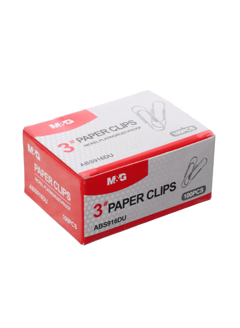 M&G nickel plated Paper clips #3 Rust-proof 100pcs/paper box , pack of 2 - Image 5