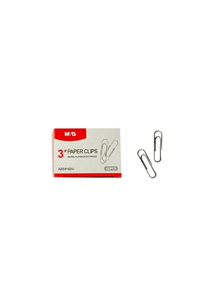 M&G nickel plated Paper clips #3 Rust-proof 100pcs/paper box , pack of 2 - Image 1