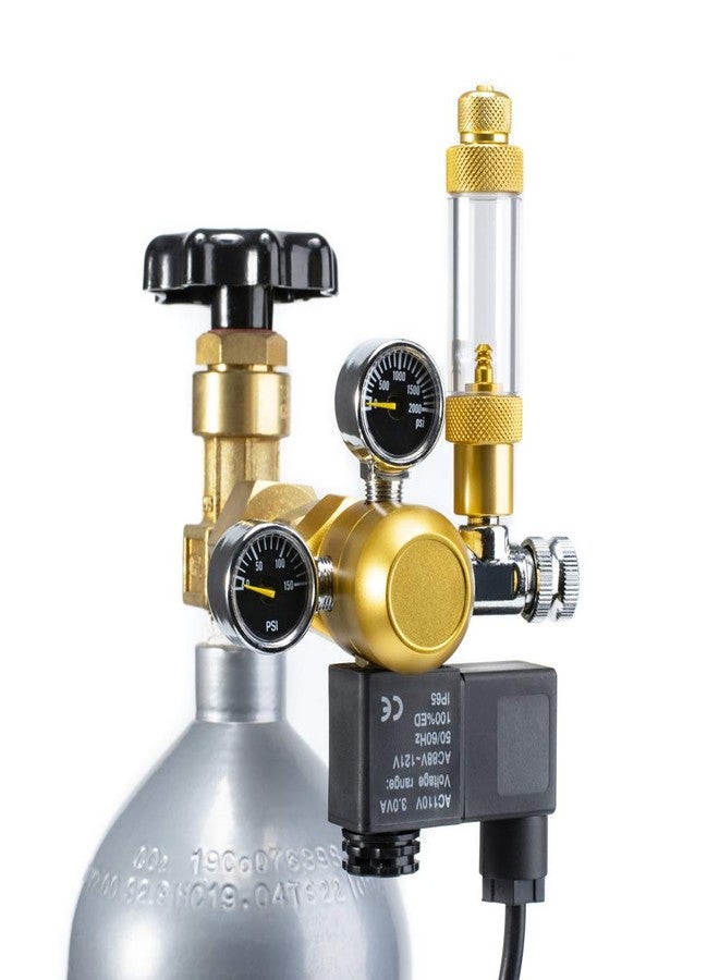 داتو منظم ثاني أكسيد الكربون لأحواض السمك من داتو، مزود بشاشة عرض مزدوجة مع عداد فقاعات وصمام فحص لولبي قابل للتعديل لأحواض النباتات الأمريكية القياسية. - Image 1