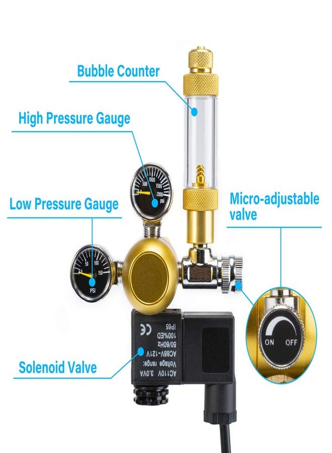 داتو منظم ثاني أكسيد الكربون لأحواض السمك من داتو، مزود بشاشة عرض مزدوجة مع عداد فقاعات وصمام فحص لولبي قابل للتعديل لأحواض النباتات الأمريكية القياسية. - Image 2