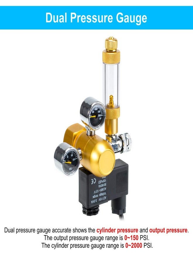 داتو منظم ثاني أكسيد الكربون لأحواض السمك من داتو، مزود بشاشة عرض مزدوجة مع عداد فقاعات وصمام فحص لولبي قابل للتعديل لأحواض النباتات الأمريكية القياسية. - Image 5