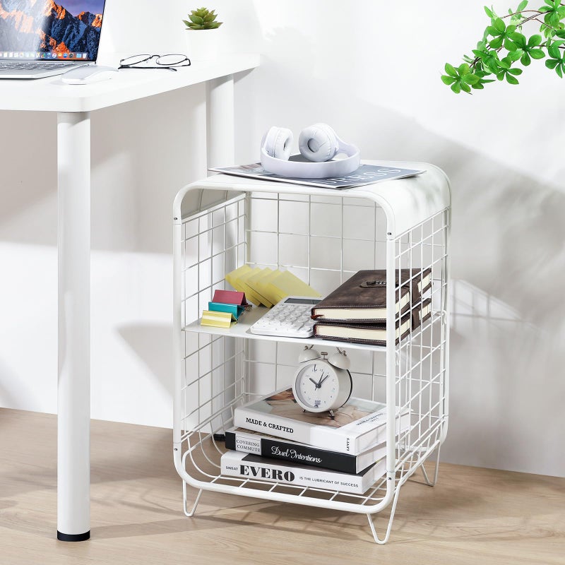 APEXCHASER Cute Nightstand,Metal Side Table,3 Tier End Table with Storage,Vintage Bedside Table,Girls Bedroom Furniture,Coffee Table for Living Room,Bedroom,Dorm,White - Image 5