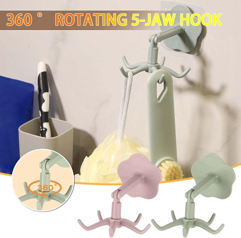 comfrt 3 PCS 360 Rotating Folding Hook Self-Adhesive 180 Degrees Vertical Flip Hook Waterproof Utility Hook for Home Bathroom Potty Seat Kitchen Office Towel (Green) - Image 4