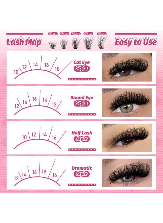 Eefofnn DIY Lash Extension Kit Fuzzy Mink Cluster Lashes Kit Natural Volume Eyelashes Extensions with Lash Bond and Seal Tweezers 50D Eyelash Clusters 10-18MM Fluttery Individual Lashes Extension Kit - Image 2