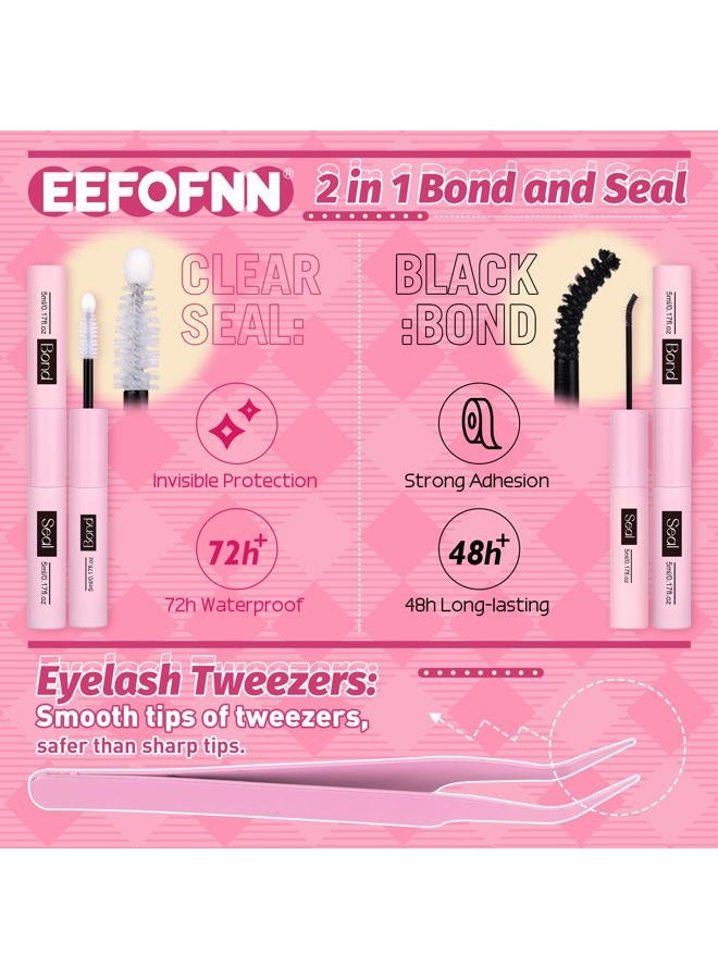 Eefofnn DIY Lash Extension Kit Fuzzy Mink Cluster Lashes Kit Natural Volume Eyelashes Extensions with Lash Bond and Seal Tweezers 50D Eyelash Clusters 10-18MM Fluttery Individual Lashes Extension Kit - Image 4