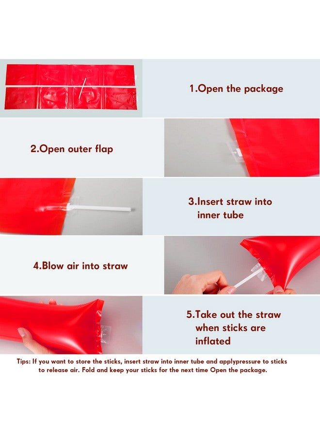 Civaner 48 Pcs Halloween Thunder Sticks Team Spirit Boom Sticks Cheering Sticks Plastic Cheerleading Spirit Stick Clapper Inflatable Noise Makers For Sporting Events Dance(Red) - Image 3