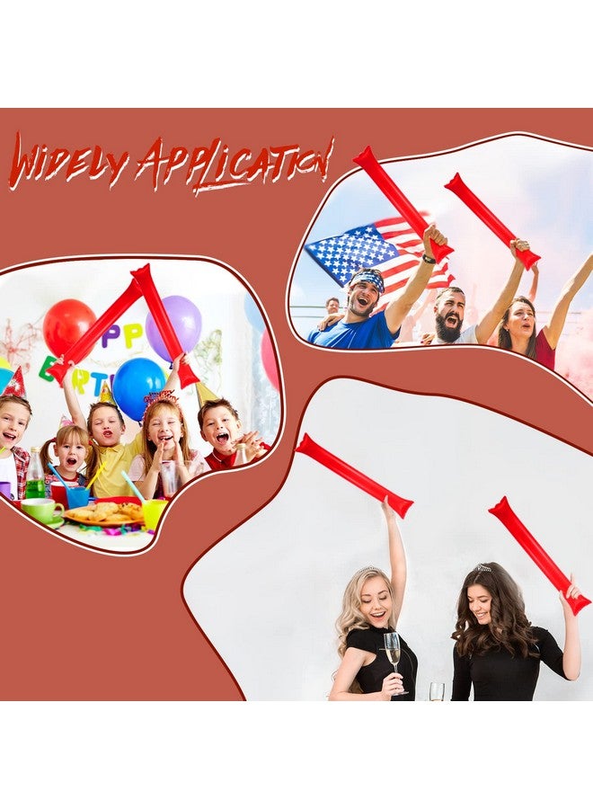 Civaner 48 Pcs Halloween Thunder Sticks Team Spirit Boom Sticks Cheering Sticks Plastic Cheerleading Spirit Stick Clapper Inflatable Noise Makers For Sporting Events Dance(Red) - Image 4