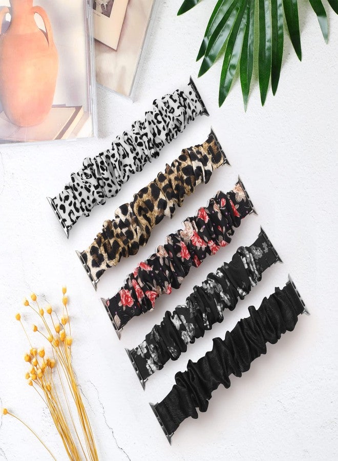 Simpeak Elastic Scrunchie Band Compatible with Apple Watch Series 11 10 (42mm) Series 9 8 7 (41mm) 6 SE 5 4 (40mm) 3 2 1 (38mm), Women Bracelet Band Compatible with iWatch 42mm 41mm 40mm 38mm, Small - Image 3