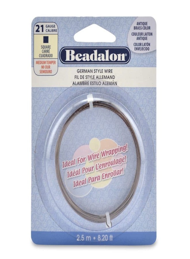 Beadalon German Style Wrapping Wire, Square, Antique Brass Color, 21 Gauge, 2.5 m / 8.2 ft - Image 1