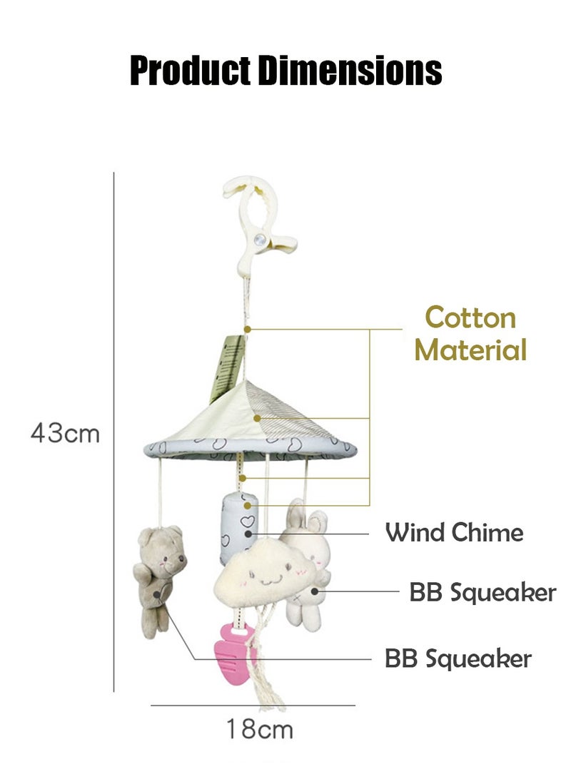 لعب على شكل مظلة عربة الطفل, لعب مقعد السيارة, لعبة البانسر / الهاتف المحمول مع موسيقى جينجل, لعب معلقة الطفل القابلة للتعديل مناسبة لسرير سرير الأطفال, عربة الطفل, مقعد السيارة (الأزرق) - Image 1
