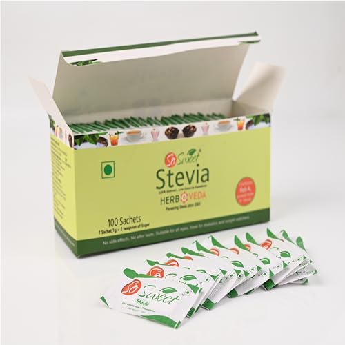 So Sweet Stevia Sachets - Sugar-Free, Natural Low-Calorie Sweetener, 100 Sachets, Ideal for Coffee, Tea, and Cooking, Diabetic & Keto Friendly, Zero Calories, Convenient for Everyday Use - Image 2