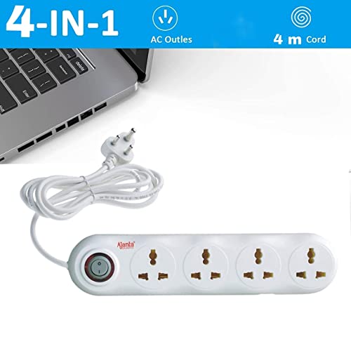 Ajanta Quartz Heavy Duty 4 Way Extension Board with Cable(White, 4 Meter), 125 Volts - Image 5