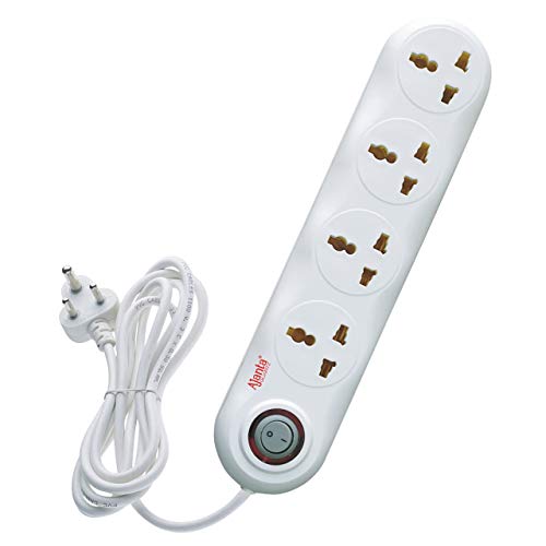 Ajanta Quartz Heavy Duty 4 Way Extension Board with Cable(White, 4 Meter), 125 Volts - Image 1