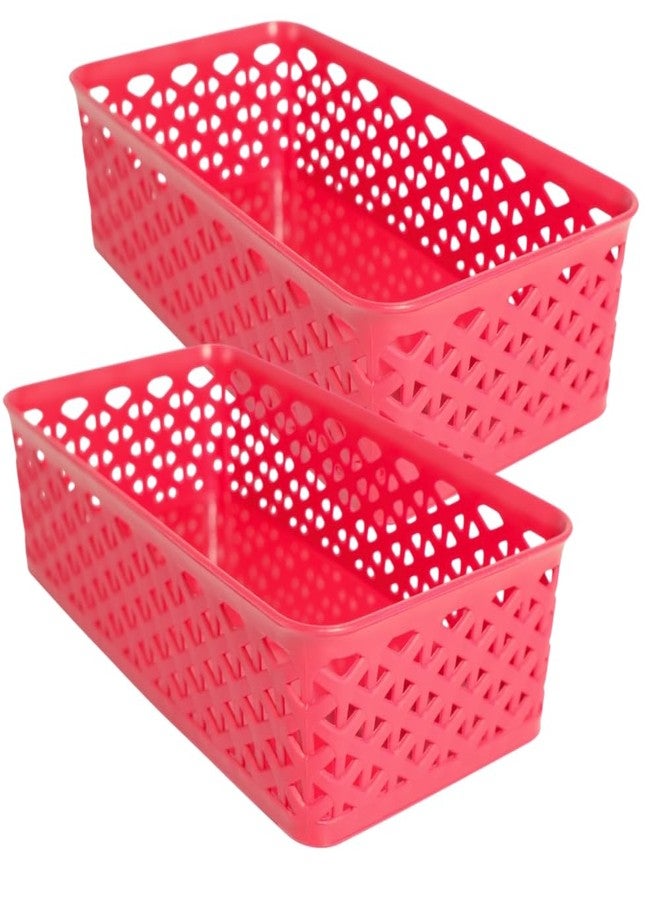 Simply Home Stanza -1 Multi-Purpose Plastic Storage Basket|Stackable Organizer Tokri For Home,Kitchen,Bathroom & Office|Ideal For Toys,Clothes,Cosmetics,Stationery|Set Of 2|Red - Image 1