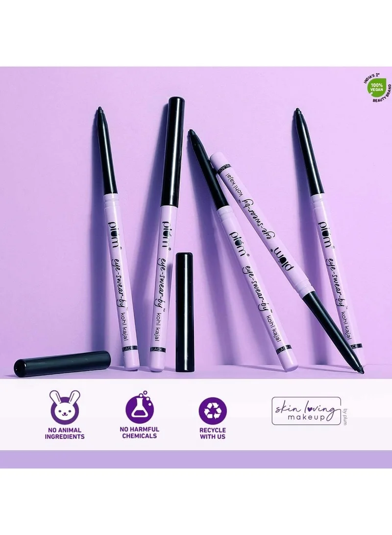 Plum  Eye-Swear-By everyday wear kajal black waterproof | Creamy smooth formula | Smudge-proof | Twist up pencil | Creamy smooth glide | Long lasting eye makeup | With Vit E  | Best Price UAE