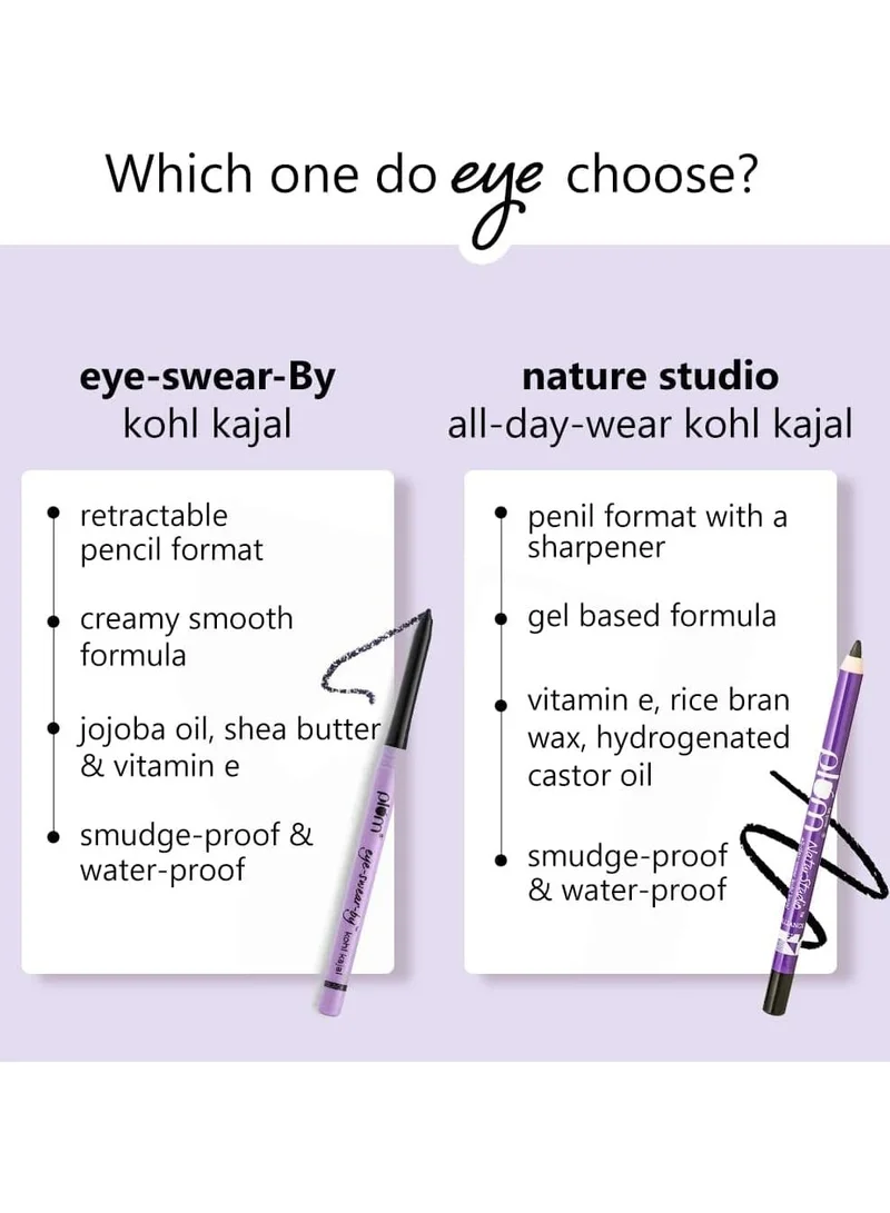 Plum  Eye-Swear-By everyday wear kajal black waterproof | Creamy smooth formula | Smudge-proof | Twist up pencil | Creamy smooth glide | Long lasting eye makeup | With Vit E  | Best Price UAE