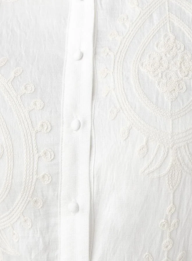 Ulla Popken Ulla Popken Midi Shirt Dress with Floral Embroidery