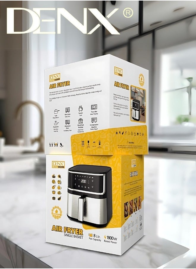 Denx Healthy Air Fryer Without Oil For Fry/Grill/Bake/Roast Capacity 8 Liters Power 1800 Watts - Black - Image 3