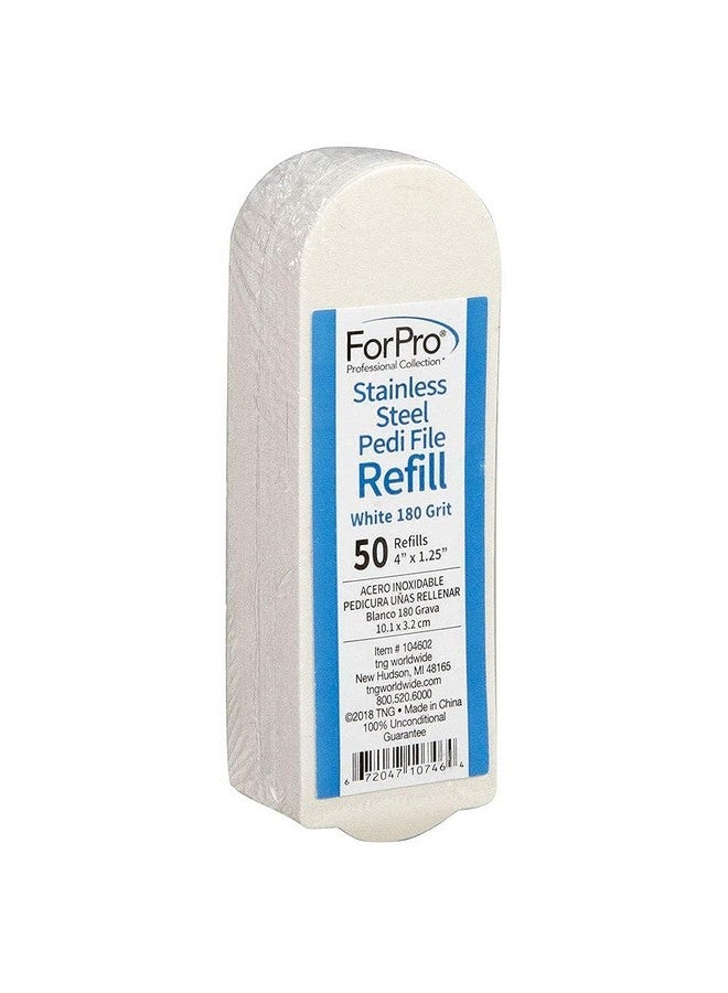 فوربرو بروفيشنال كوليكشن إعادة تعبئة مبرد بيدي من الفولاذ المقاوم للصدأ 180 حبيبة بيضاء من Ezstrip Peel Pedicure Refill Pads 1.25 بوصة WX 4 بوصة L 50 قطعة - Image 1