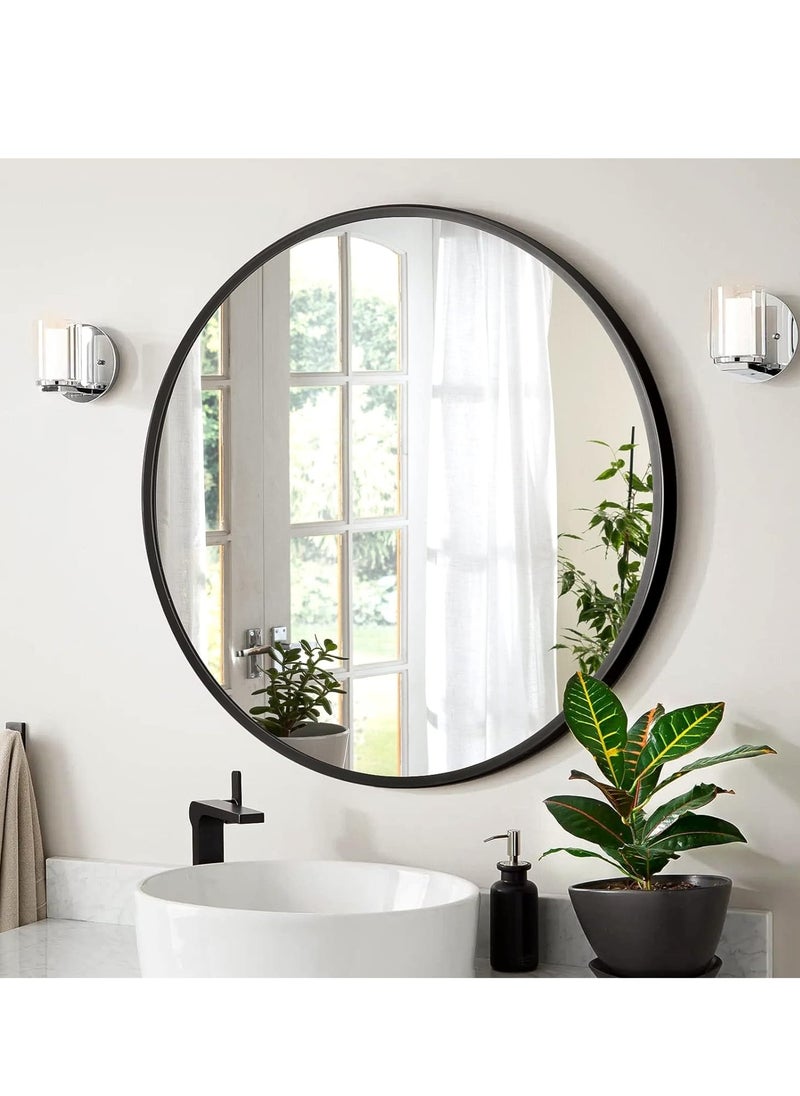 Furniture Factory Elegant circular wall mirror with black frame || 100 cm  - Image 4