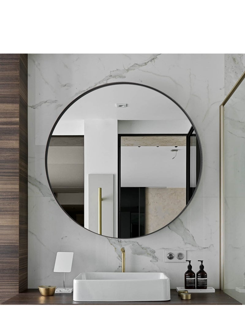 Furniture Factory Elegant circular wall mirror with black frame || 100 cm  - Image 5