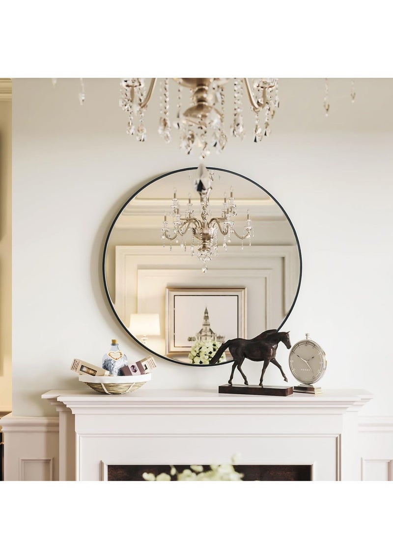 Furniture Factory - Elegant circular wall mirror with black frame || 100 cm - Image 1