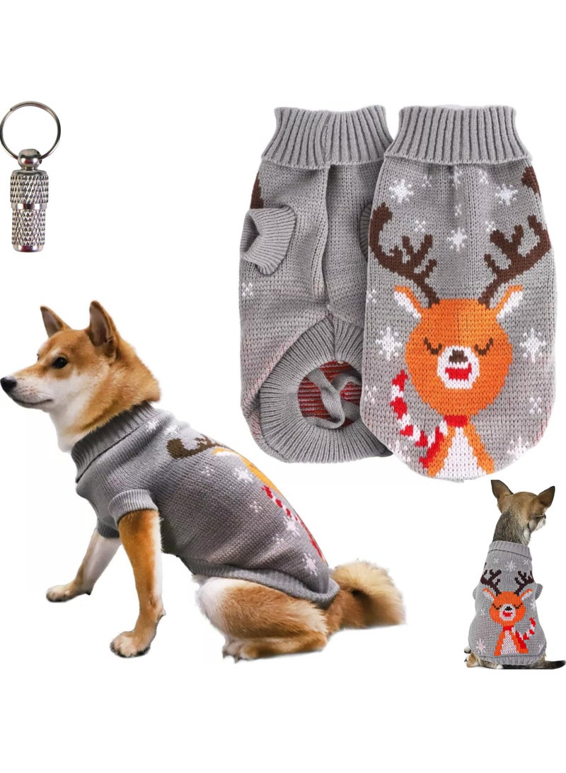 جرين تايجر سترة ندفة الثلج للكلاب الرنة مع قطعة واحدة هدية ببطاقة تعريف للحيوانات الأليفة - زي شتوي ناعم قابل للتنفس من الصوف المدورة لعيد الميلاد - بدلة انتعاش دافئة مصممة على شكل ندفة ثلج الرنة (كبير جدًا) - Image 1