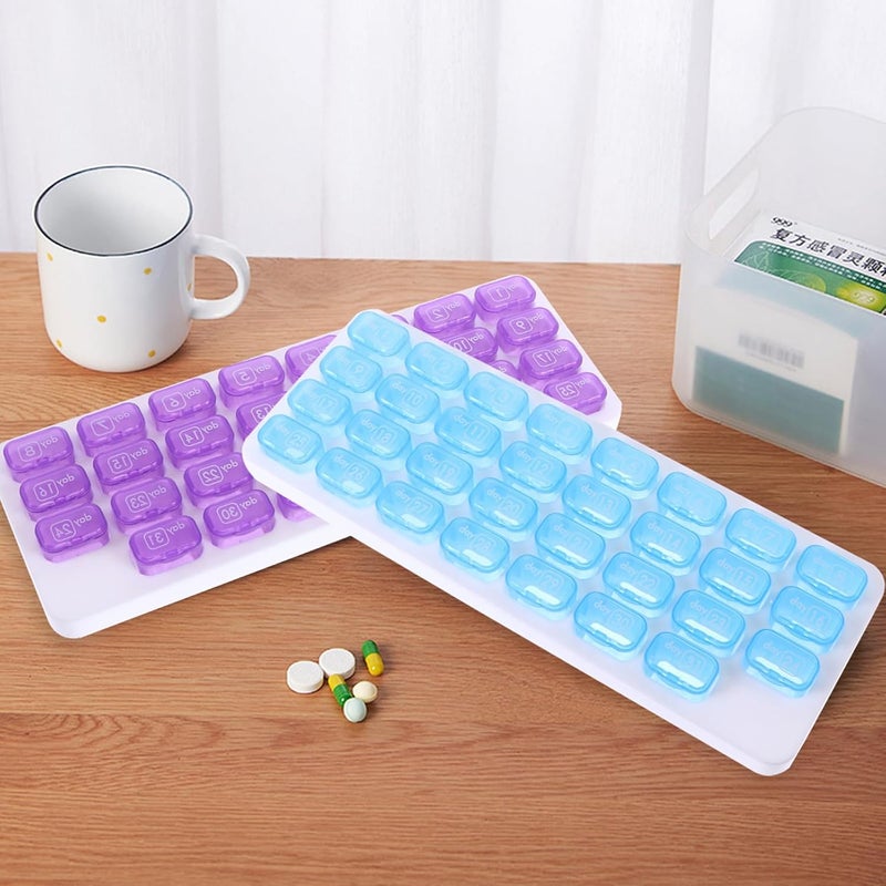 LABRIMP 31-Compartment Monthly Pill Organizer Case 2pcs Portable Medicine Storage Box Travel-Friendly Daily Medication Dispenser for Dietary Supplements Random Color - Image 5