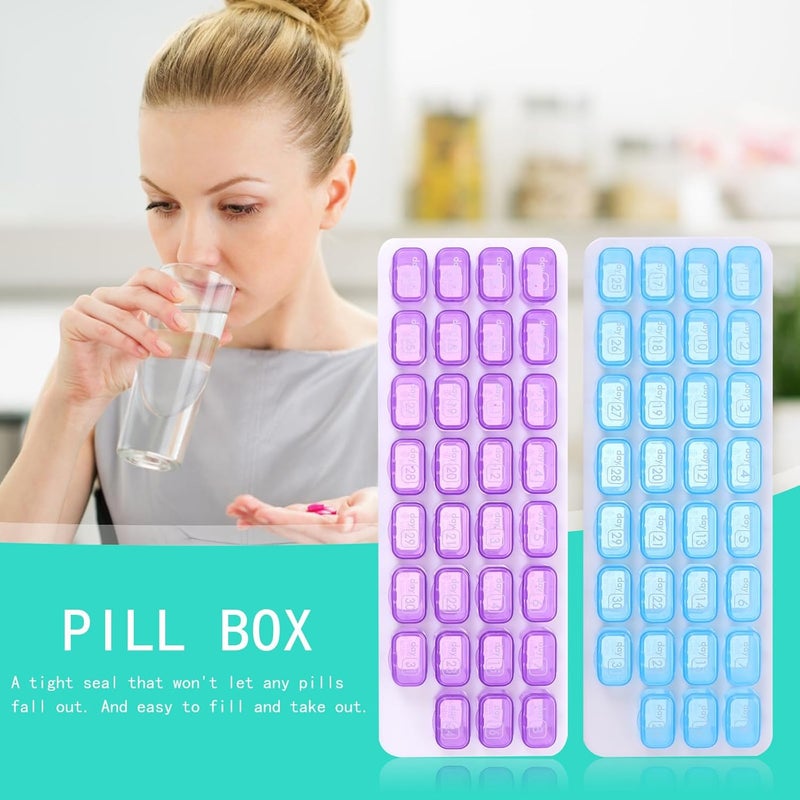 LABRIMP 31-Compartment Monthly Pill Organizer Case 2pcs Portable Medicine Storage Box Travel-Friendly Daily Medication Dispenser for Dietary Supplements Random Color - Image 4