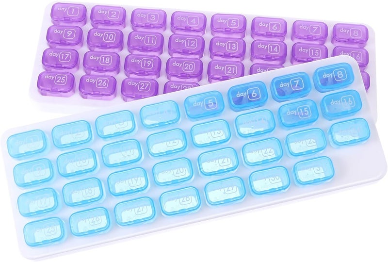 LABRIMP 31-Compartment Monthly Pill Organizer Case 2pcs Portable Medicine Storage Box Travel-Friendly Daily Medication Dispenser for Dietary Supplements Random Color - Image 1