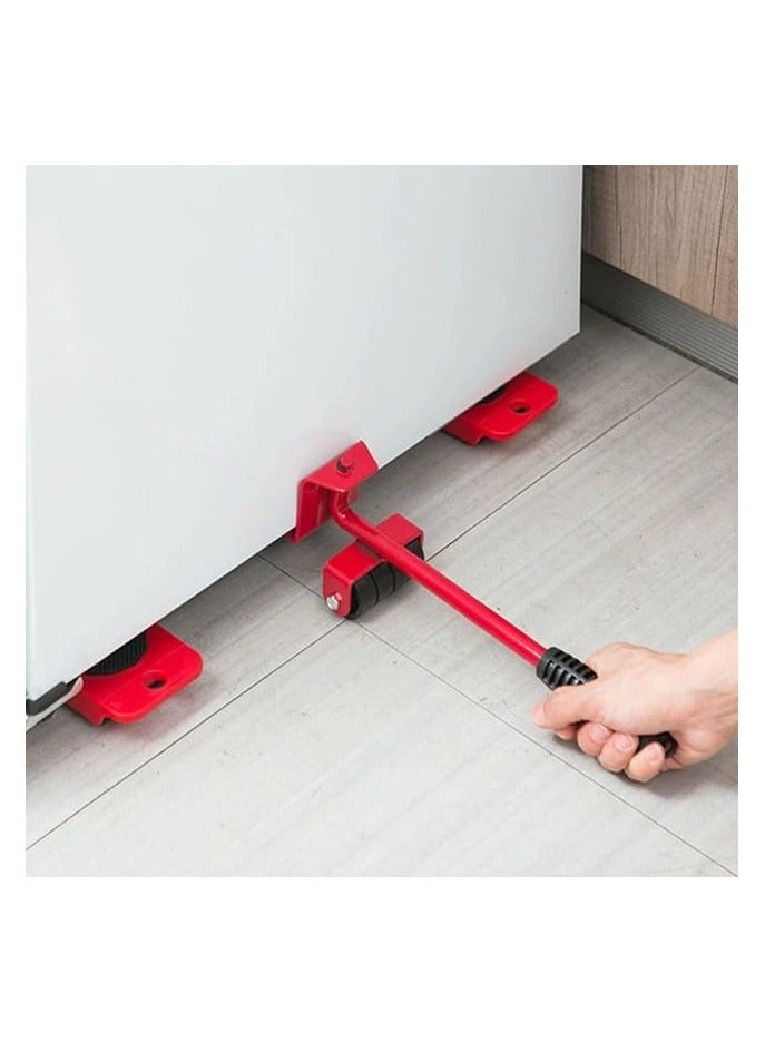 5 Pcs Set Furniture Lifter, Upgrade Mover Tool Set, Heavy Furniture Appliance Moving & Lifting System With 1 Lifting Rod And 4 Packs 360 Degree Rotatable Furniture Slides Kit, Max Up For 150Kg/330Lb - Image 2