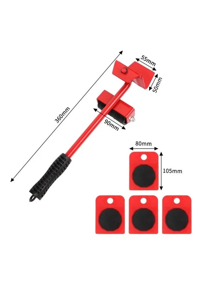 5 Pcs Set Furniture Lifter, Upgrade Mover Tool Set, Heavy Furniture Appliance Moving & Lifting System With 1 Lifting Rod And 4 Packs 360 Degree Rotatable Furniture Slides Kit, Max Up For 150Kg/330Lb - Image 3