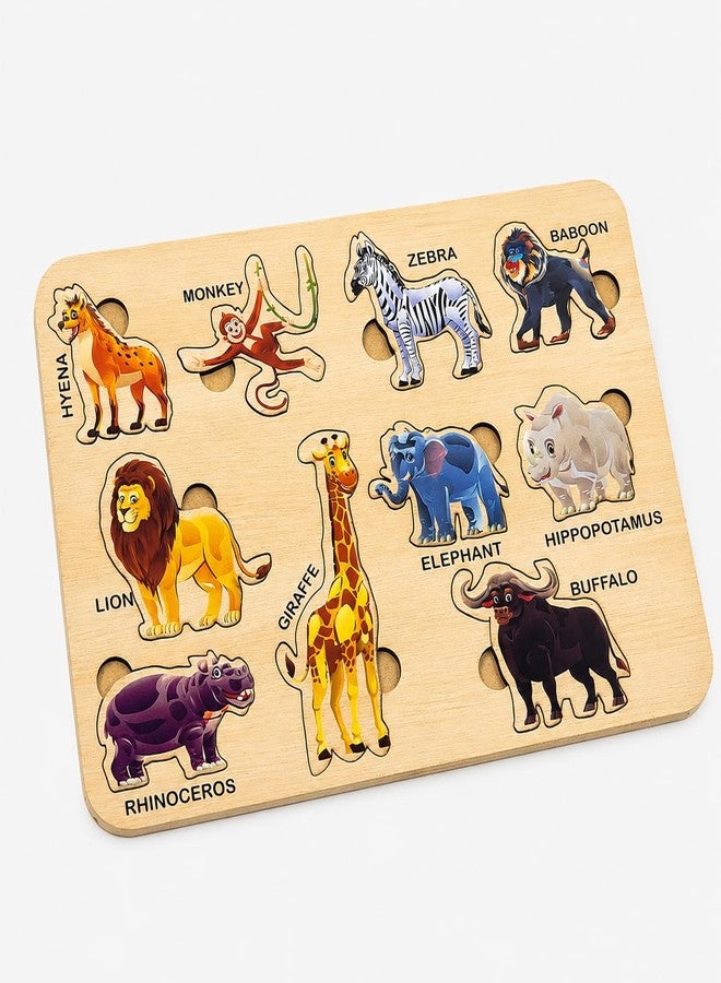 CUBIX3D Wooden Learning Puzzle Board for Kids | Educational Peg Puzzle Toy for Toddlers & Preschool Children | Alphabet, Shapes & Animal Learning Boards (Animal Puzzle) - Image 1