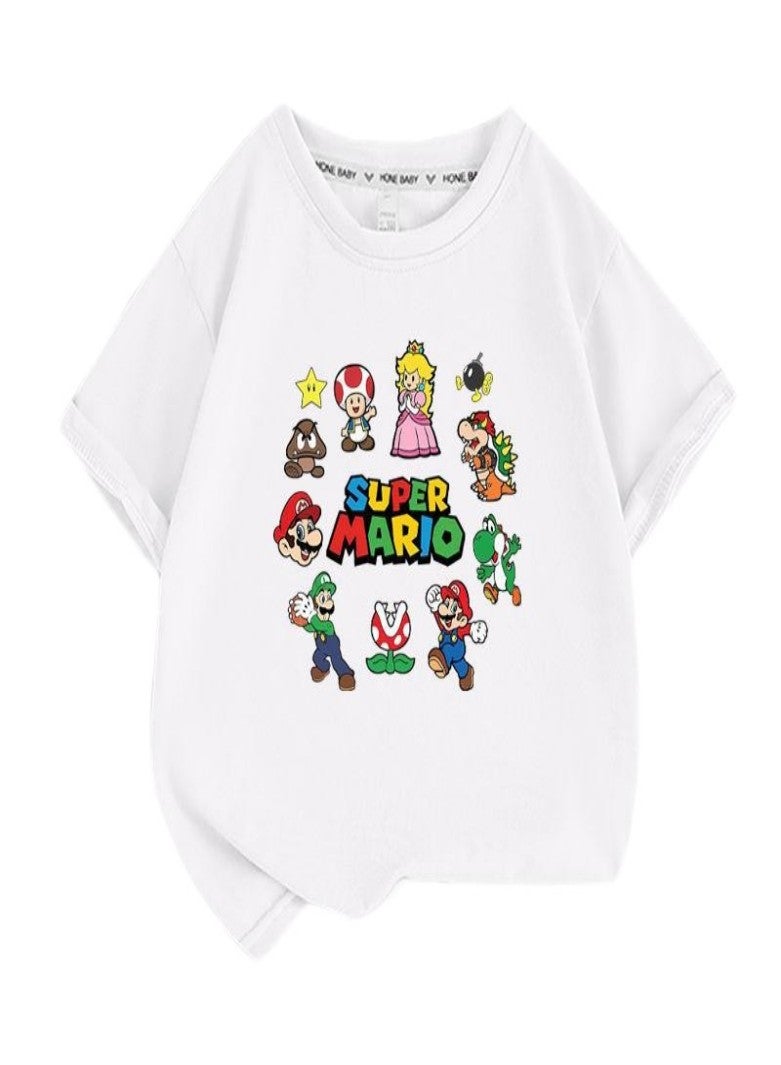 Mario Unisex Short Sleeve Stylish Top TShirt cotton Tee for Boys Girls Kid Children - Image 1