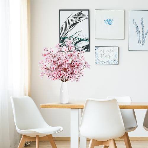 Sggvecsy Artificial Cherry Blossom Flowers 4 Pcs Faux Cherry Blossom Stems Faux Silk Cherry Blossom Branches 15.7’’ Fake Peach Flowers for Vase Arrangements Home Wedding Table Decor (Pink) - Image 3
