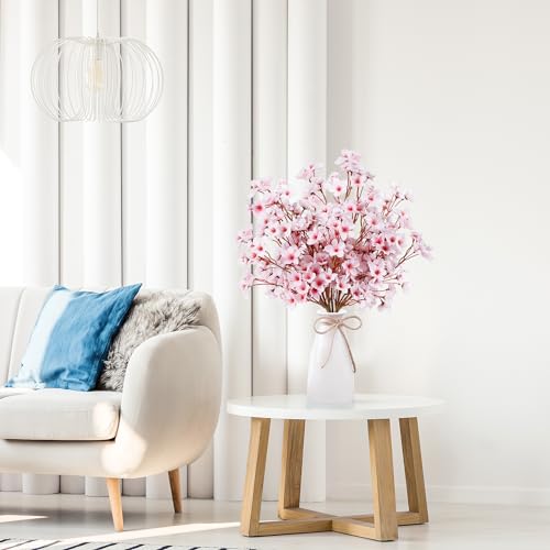 Sggvecsy Artificial Cherry Blossom Flowers 4 Pcs Faux Cherry Blossom Stems Faux Silk Cherry Blossom Branches 15.7’’ Fake Peach Flowers for Vase Arrangements Home Wedding Table Decor (Pink) - Image 5