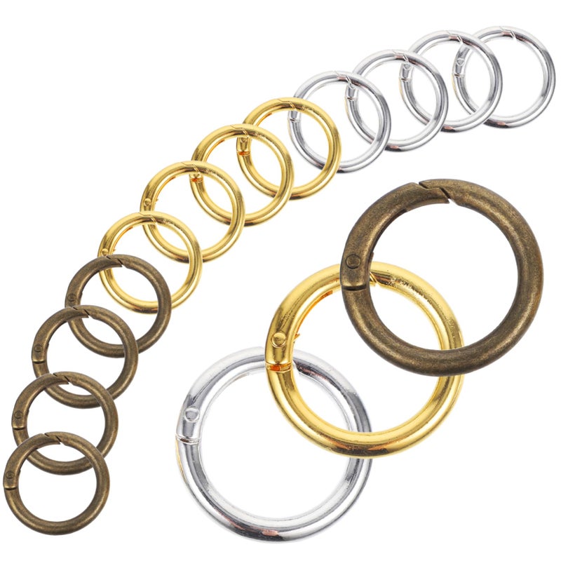 Antique Bronze Round Spring Keyring Buckles 15pcs for Keychains Bags Leashes Lightweight Clips - Image 2