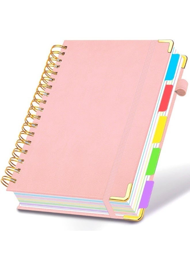 SUZZ B5 Spiral Notebook With Tabs -  Aesthetic Thick Premium Journal For Wome - College Ruled Note Book With 300 Lined Pages and Dividers - Perfect For Writing And Staying Organized at Work or School, Pink - Image 1