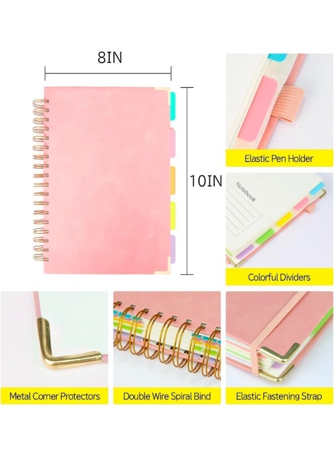 SUZZ B5 Spiral Notebook With Tabs -  Aesthetic Thick Premium Journal For Wome - College Ruled Note Book With 300 Lined Pages and Dividers - Perfect For Writing And Staying Organized at Work or School, Pink - Image 3