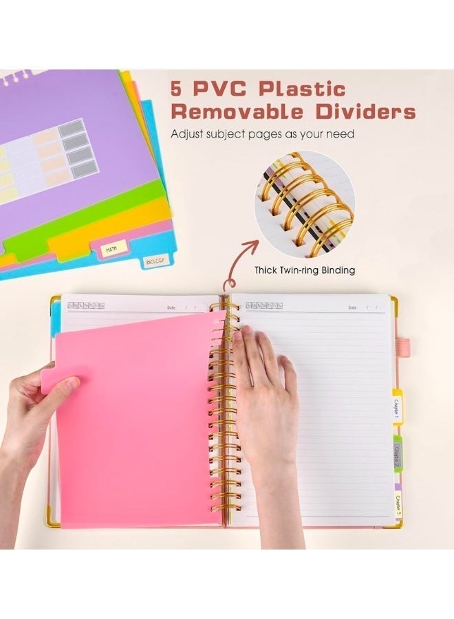 SUZZ B5 Spiral Notebook With Tabs -  Aesthetic Thick Premium Journal For Wome - College Ruled Note Book With 300 Lined Pages and Dividers - Perfect For Writing And Staying Organized at Work or School, Pink - Image 5