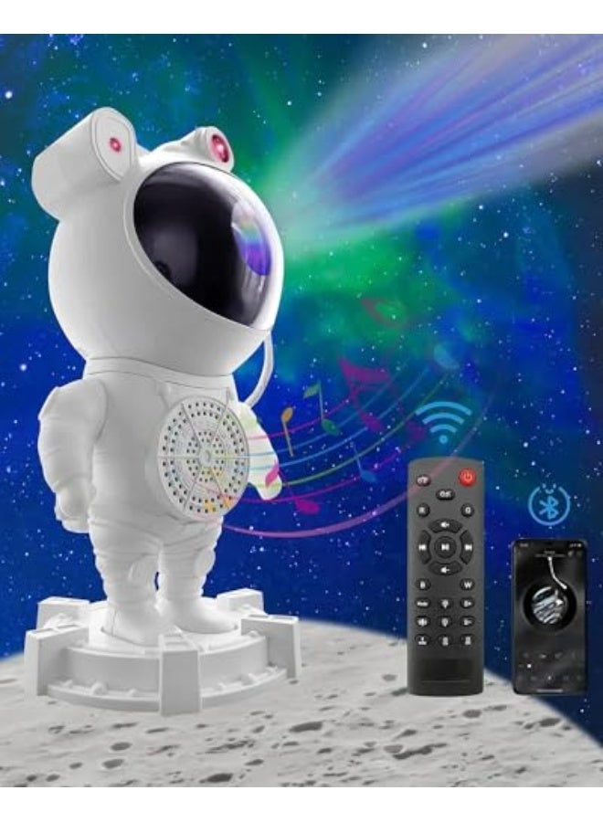 A ZONE Upgraded Spaceman Astronaut Bluetooth Speaker Galaxy Star Projecto Light Projector,Can play music，with Moon Lamp LED and Nebula Night Light,360° Adjustable Design, USB Powered Projector Lamp,for Kids Gift Bedroom,Room Decor, Game Room,Party,White - Image 1