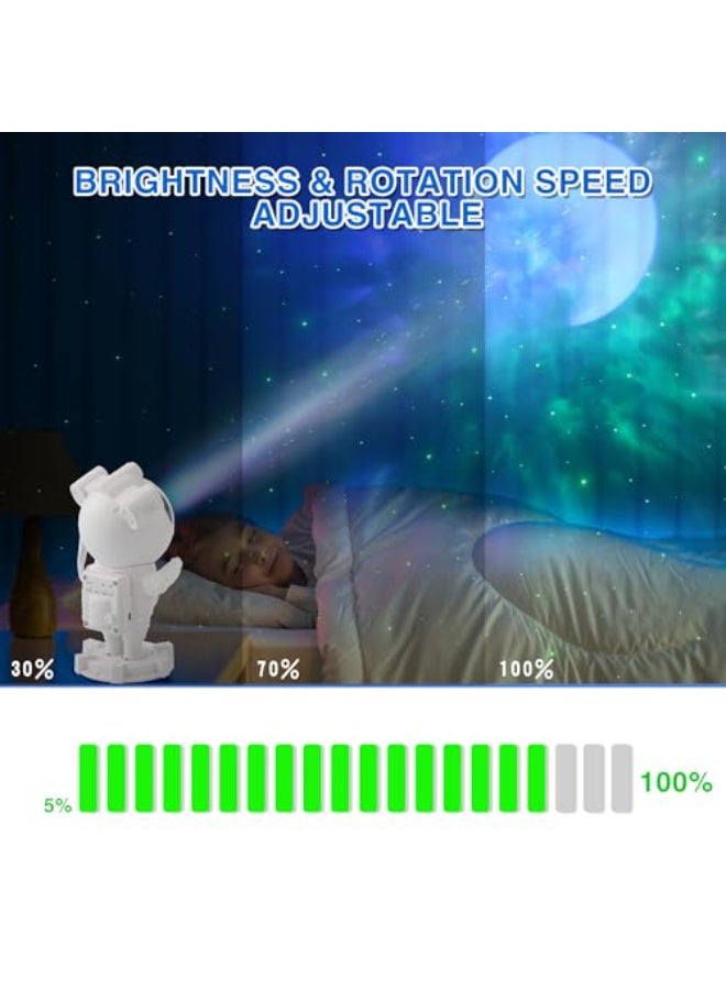 A ZONE Upgraded Spaceman Astronaut Bluetooth Speaker Galaxy Star Projecto Light Projector,Can play music，with Moon Lamp LED and Nebula Night Light,360° Adjustable Design, USB Powered Projector Lamp,for Kids Gift Bedroom,Room Decor, Game Room,Party,White - Image 2