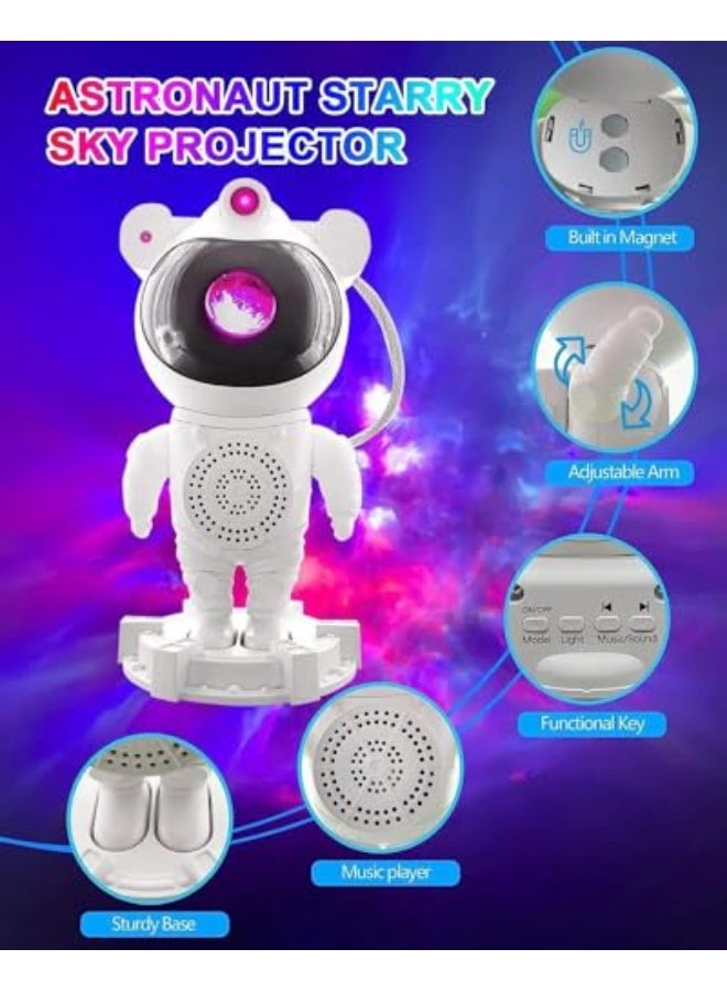 A ZONE Upgraded Spaceman Astronaut Bluetooth Speaker Galaxy Star Projecto Light Projector,Can play music，with Moon Lamp LED and Nebula Night Light,360° Adjustable Design, USB Powered Projector Lamp,for Kids Gift Bedroom,Room Decor, Game Room,Party,White - Image 4