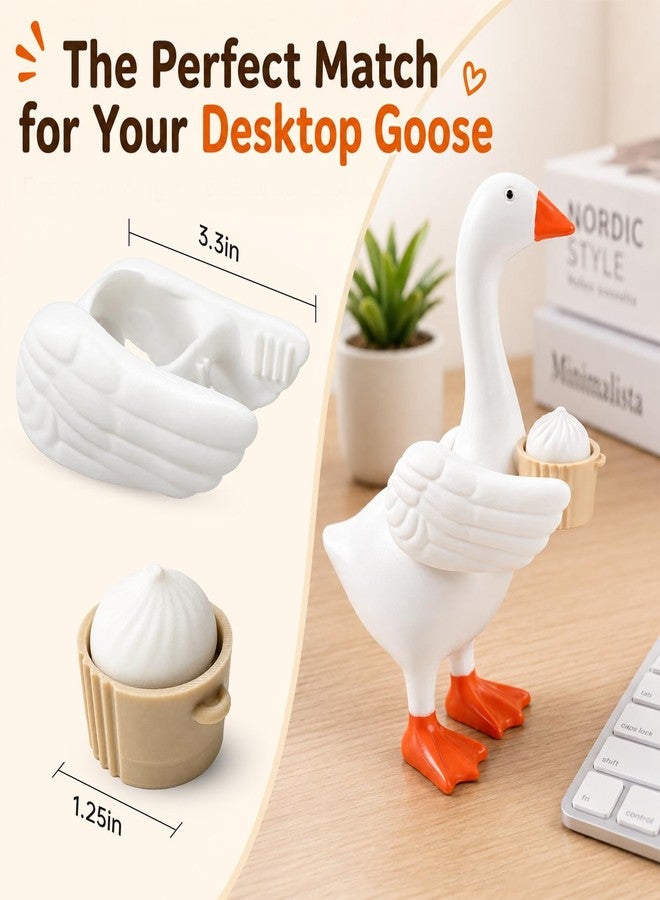 LA KEN DU Desk Goose Outfits 7 Inches, Wings with Dumpling Office Decor - Image 2