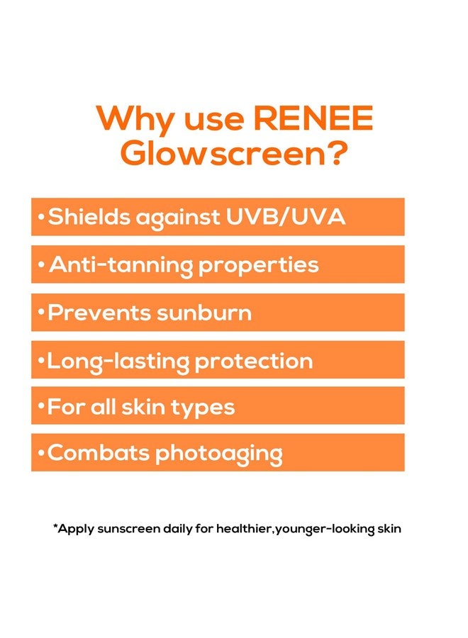 Renee Glowscreen Spf 50 Sunscreen Cream - 50Ml, Pa++++ Uva & Uvb Protection, Hyaluronic Acid & Vitamin C Enriched | Non-Greasy, Quick Absorbing Matte Formula, No White Cast - Ultimate Skin Protection - Image 4